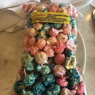 Blue and pink popcorn for my gender reveal party!