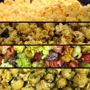 a close up of a bowl of popcorn