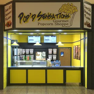 the front of a popcorn shop