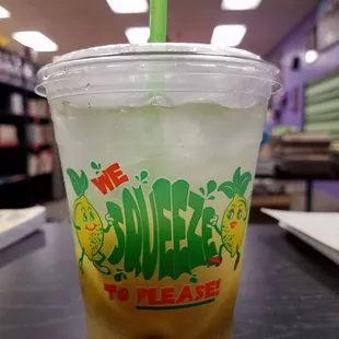 a drink in a plastic cup