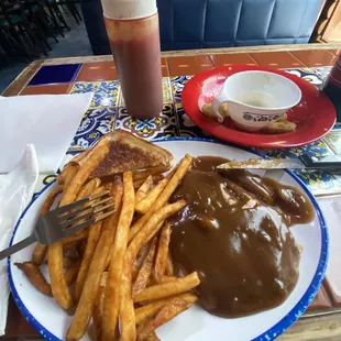 Country fried steak and fried pickles