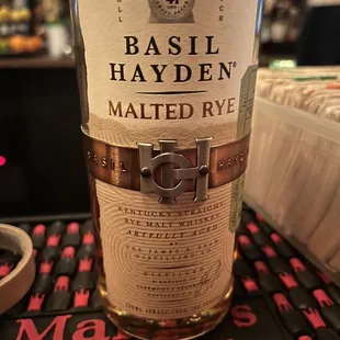 a bottle of basil hayden malted rye