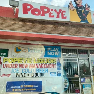 the front of a liquor shop