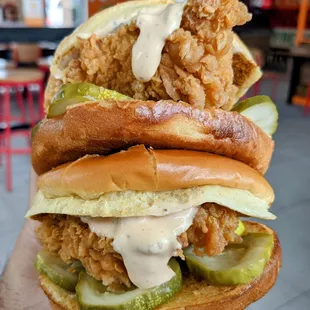 Crispy fried chicken sandwich