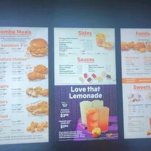 Drive thru menu