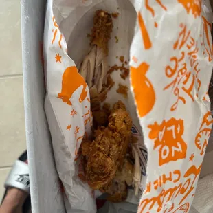 It's in the trash half eaten.