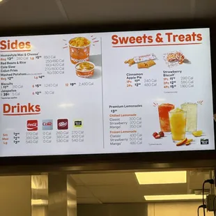 Sides, drinks and desserts