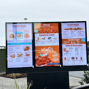 a menu for a fast food restaurant