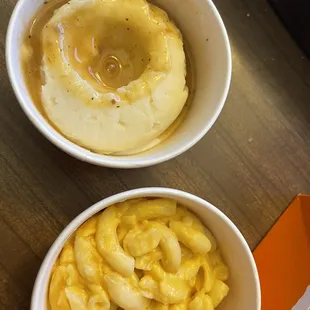 two bowls of macaroni and cheese