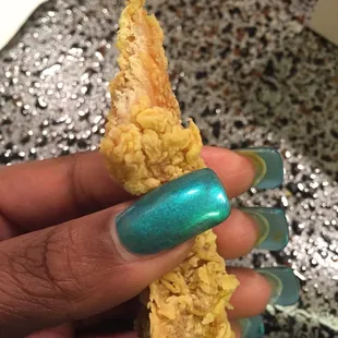 Look how dry this chicken &quot;jerky&quot; tender is. Sad.