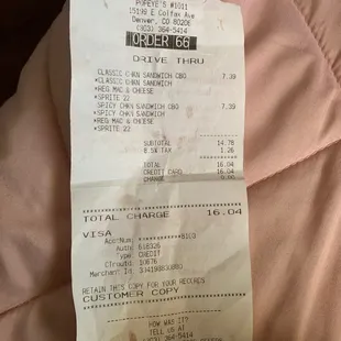 receipt for popeyes