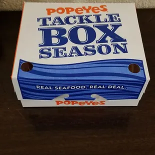 Cute Tackle Box!  We caught Fried Chicken.