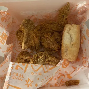 a basket of fried chicken