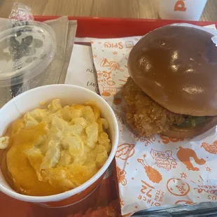 Chicken sandwich combo with Mac &amp; Cheese side