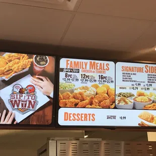 the menu and prices