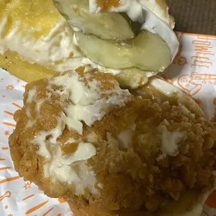 Sloppy and cold original chicken sandwich