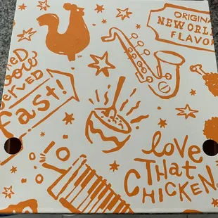 a close up of a pizza box