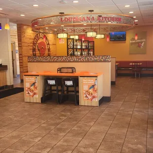 Empty dining room on an early Sunday afternoon.