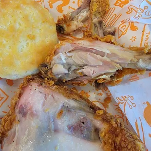 Raw undercooked chicken