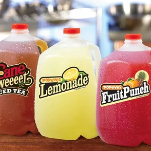 three bottles of lemonade