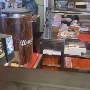 a view of a restaurant kitchen