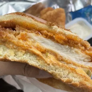 Spicy flounder sandwich