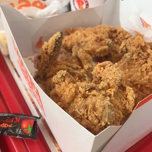 a tray of fried chicken