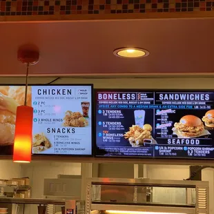 the menus of a fast food restaurant