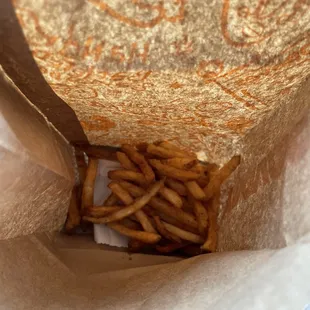 french fries in a paper bag