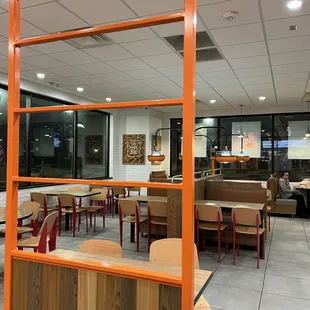 a view of a dining area