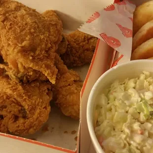 Perfection... eight pieces of dark meat fried chicken for an inconspicuous dinner in our hotel suite.