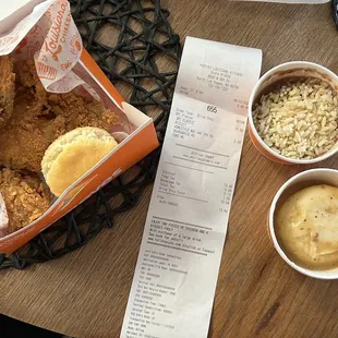 Full meal and receipt