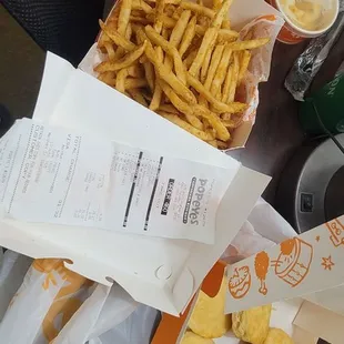 Zoom in on the receipt, and notice I paid $13.00 for fries bc there are no tenders.......