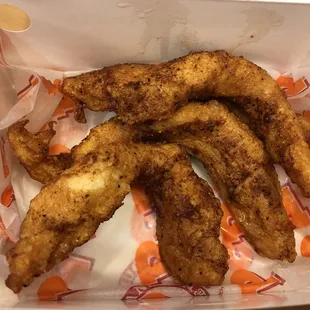 Blackened tenders. VERY good, and they are low carb friendly! Win, win!