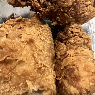 a closeup of fried chicken