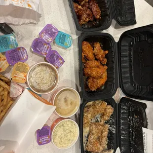 Honey BBQ wings, Sweet and Spicy Wings, Garlic Parmesan Wings
