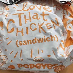 Chicken sandwich bag