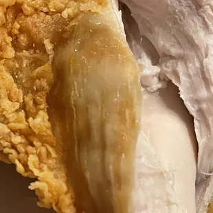 a closeup of a fried chicken