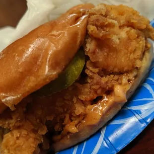 Smushed chicken sandwich