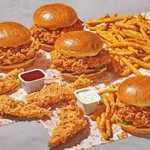 chicken sandwiches and fries
