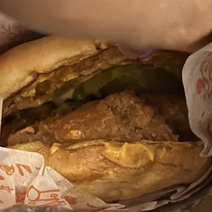 Spicy chicken sandwich with pickles!!