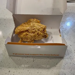 This chicken nugget is almost half the size of a normal thigh -- how cool... or not.
