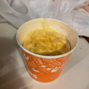 Homestyle Mac &amp; Cheese, large, depressingly not filled to the top... also luke warm, not hot at all,