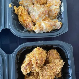 6 for $6.Wings only come spicy (it's in the chicken) and they just pour the sauce on it.They don't offer dry rubs like Wingstop.