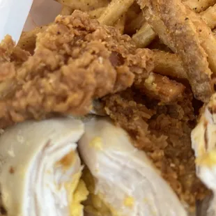 Thigh with yellow spots on the chicken