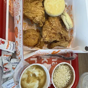 Fat boy meal. 5 piece spicy, mashed potatoes, rb&amp;r. Yep.