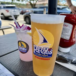 Stella 24oz and Just Peachy Lemonade