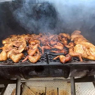 Smoking hot chicken straight off the grill