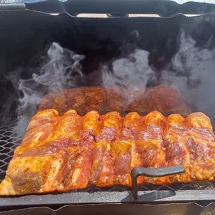 Smoking beef ribs