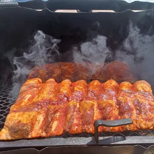 smoke coming out of a bbq
